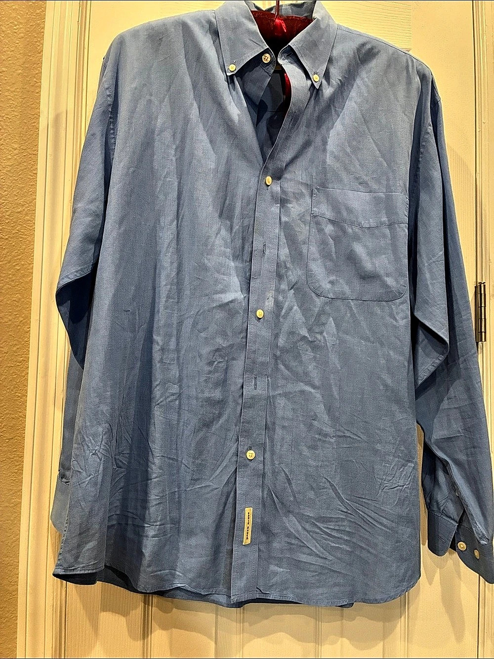 Eddie Bauer Men's Comfort Cloth Long Sleeve Button Down Blue Large Like New